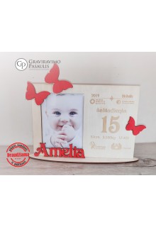 Rėmelis naujagimiui "Metrika Drugelis"