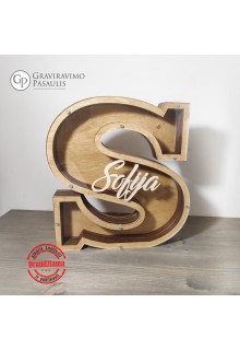 Medinė vardinė taupyklė " S"