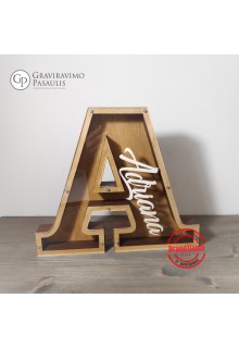 Medinė vardinė taupyklė " A"