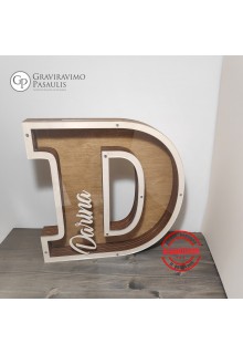 Medinė raidė taupyklė  "D" 